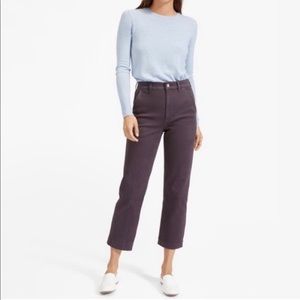 Everlane High Rise Straight Leg Crop Pant in Eggplant Purple Size 2